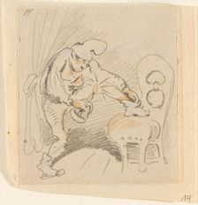 The disturbed but happily regained night's rest, (The Flea); 14, 1862. Creator: Wilhelm Busch