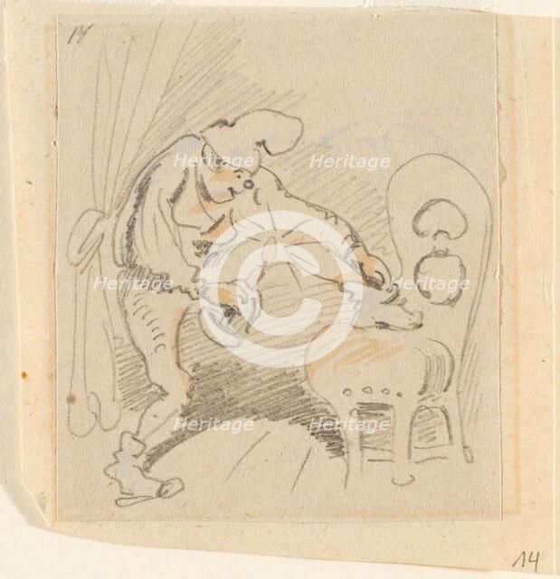 The disturbed but happily regained night's rest, (The Flea); 14, 1862. Creator: Wilhelm Busch.