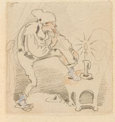 The disturbed but happily regained night's rest, (The Flea); 15, 1862. Creator: Wilhelm Busch