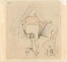 The disturbed but happily regained night's rest, (The Flea); 18, 1862. Creator: Wilhelm Busch