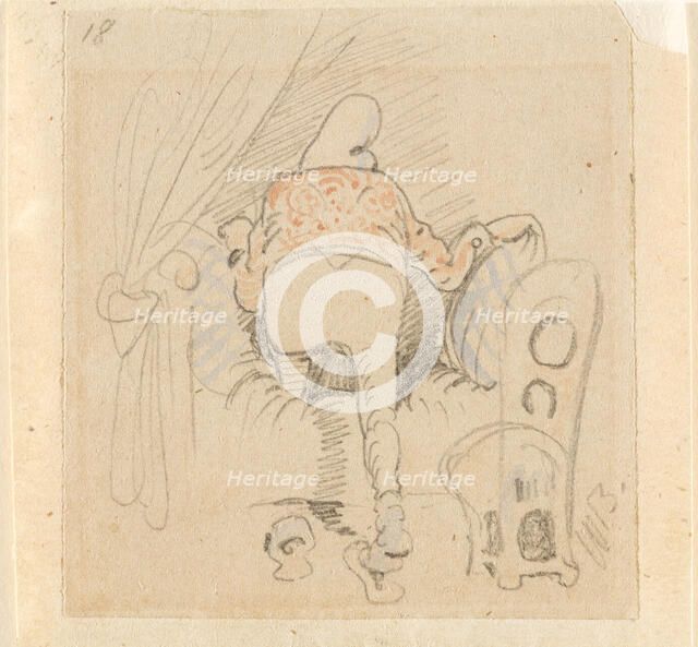 The disturbed but happily regained night's rest, (The Flea); 18, 1862. Creator: Wilhelm Busch.