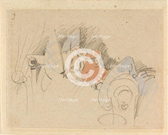 The disturbed but happily regained night's rest, (The Flea); 3, 1862. Creator: Wilhelm Busch.