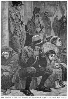The Distress in Ireland: Outside the Courthouse, Galway - Waiting for Relief, 19th century