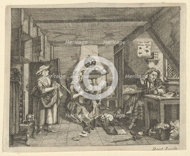 The Distressed Poet, ca. 1800. Creator: Dent.
