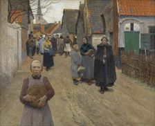 The Distribution of Bread in the Village, 1892. Creator: Frans van Leemputten