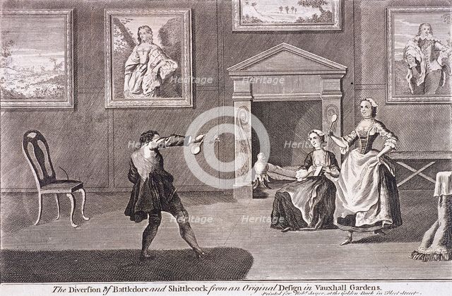 'The diversion of battledore and shittlecock', c1745. Artist: Anon