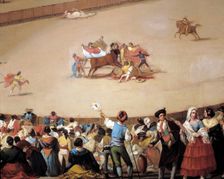 The divided bull ring detail of the oil by Eugenio Lucas, 1853