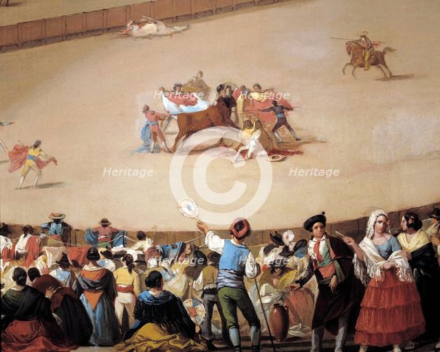The divided bull ring', detail of the oil by Eugenio Lucas, 1853.