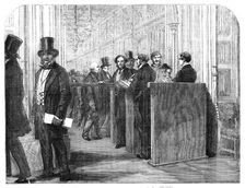 The Division Lobby, House of Commons: Taking the Votes, 1857. Creator: Unknown