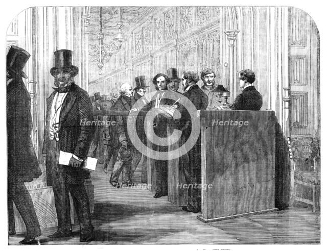 The Division Lobby, House of Commons: Taking the Votes, 1857. Creator: Unknown.