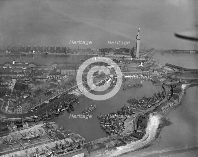 The Dock Tower, Royal and No 1 Fish Docks, Grimsby, North East Lincolnshire, 1925. Artist: Aerofilms.