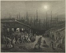 The Docks - Night Scene, 1872. Creator: Paul Jonnard