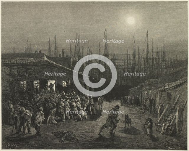 The Docks - Night Scene, 1872.  Creator: Paul Jonnard.