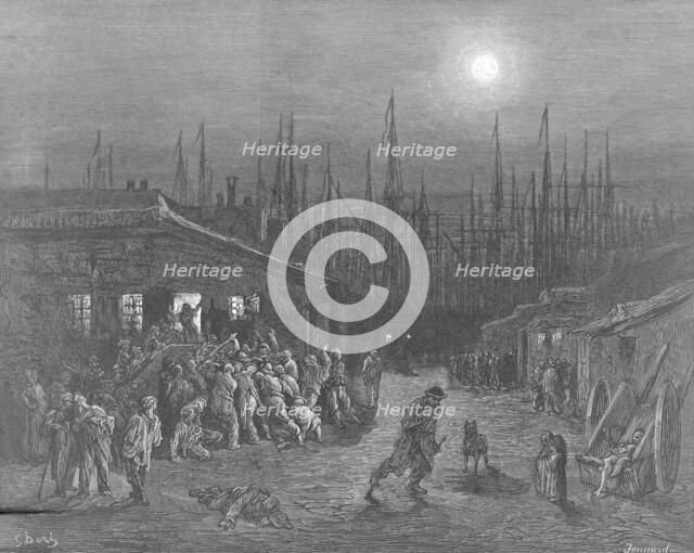 'The Docks - Night Scene', London, 1872. Artist: Gustave Doré