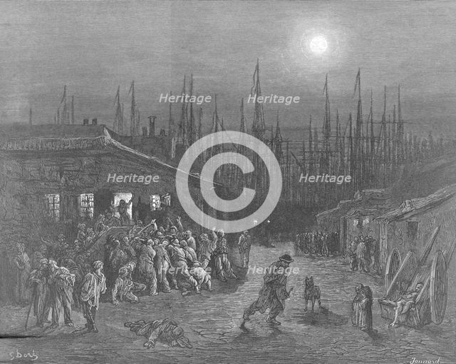 'The Docks - Night Scene', London, 1872. Creator: Gustave Doré.