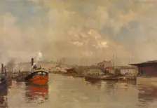 The Docks La Villette in Paris, 1885. Creator: Pierre Vauthier