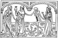 The Doctor and the Lover with their dead Selves, 1485 (1964). Artist: Anon