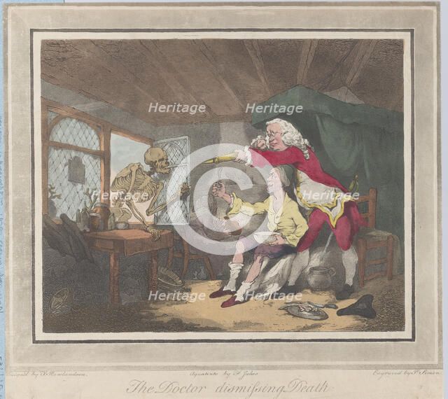The Doctor Dismissing Death, 1785., 1785. Creators: Peter Simon, Francis Jukes.