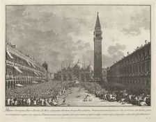 The Doge Carried around the Piazza San Marco, 1763/1766. Creator: Giovanni Battista Brostoloni