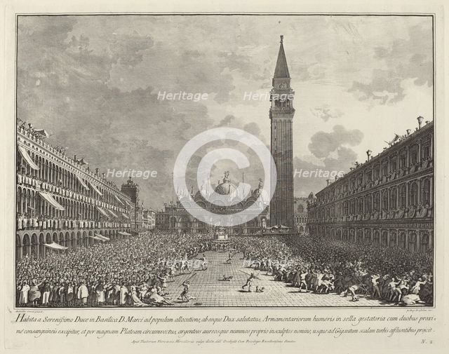 The Doge Carried around the Piazza San Marco, 1763/1766. Creator: Giovanni Battista Brostoloni.