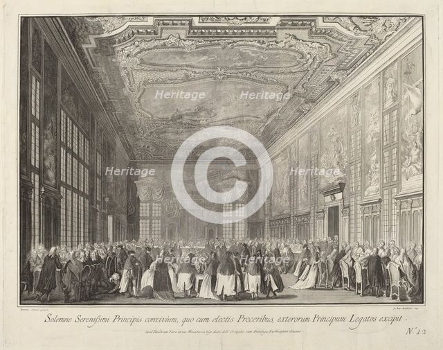 The Doge Entertains Foreign Ambassadors at a Banquet, 1763/1766. Creator: Giovanni Battista Brostoloni.
