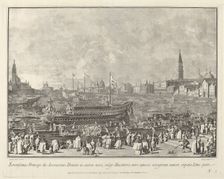The Doge in the Bucintoro Departing for the Porto di Lido on Ascension Day, 1763/1766. Creator: Giovanni Battista Brostoloni
