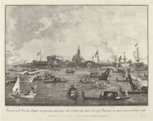 The Doge in the Bucintoro Leaving San Nicolò di Lido, 1763/1766. Creator: Giovanni Battista Brostoloni