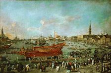 The Doge on the Bucintoro near the Riva di Sant'Elena , 1775-1780. Creator: Guardi, Francesco (1712-1793)