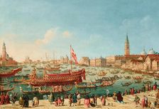 The Doge on the Bucintoro near the Riva di Sant'Elena. Creator: Grubacs, Giovanni (1830-1919)