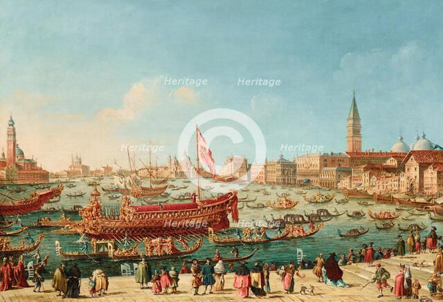 The Doge on the Bucintoro near the Riva di Sant'Elena. Creator: Grubacs, Giovanni (1830-1919).