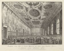 The Doge Returns Thanks in the Sala del Consiglio Maggior, 1763/1766. Creator: Giovanni Battista Brostoloni