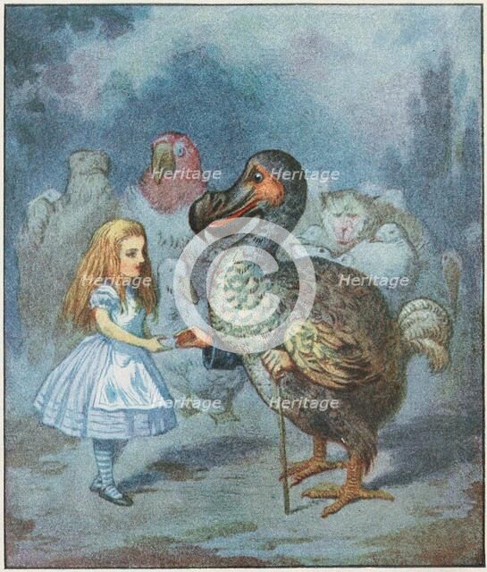 The Dodo solemnly presented the thimble.. , 1911. Creator: Tenniel, Sir John (1820-1914).