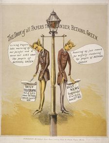 The Doom of all Papers that Slander Bethnal Green 1872. Artist: Anon