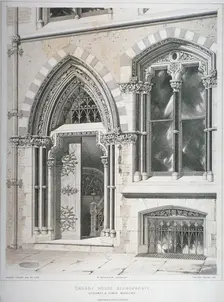 The doorway and lower windows of Crosby Hall at no 95 Bishopsgate, City of London, 1860. Artist: Vincent Brooks