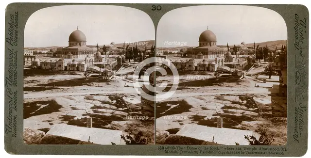 The 'Dome of the Rock', where the Temple Alter stood, Mount Moriah, Jerusalem, Palestine, 1900.Artist: Underwood & Underwood