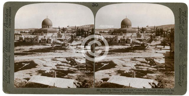 The 'Dome of the Rock', where the Temple Alter stood, Mount Moriah, Jerusalem, Palestine, 1900.Artist: Underwood & Underwood