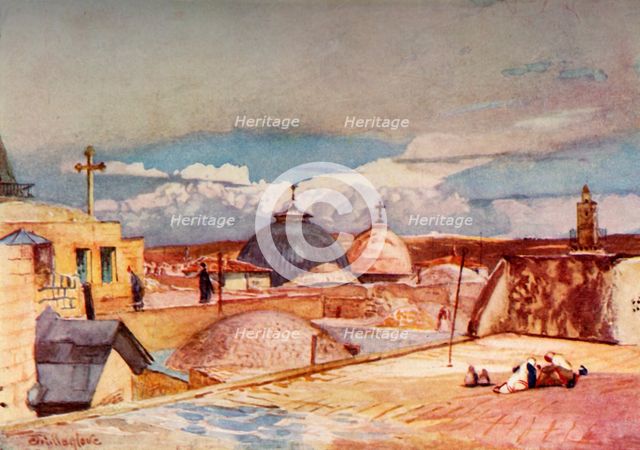 'The Domes of the Holy Sepulchre from a House-Top on Mount Zion', 1902. Creator: John Fulleylove.