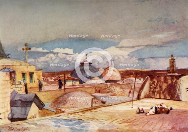 'The Domes of the Holy Sepulchre from a House-Top on Mount Zion', 1902. Creator: John Fulleylove.