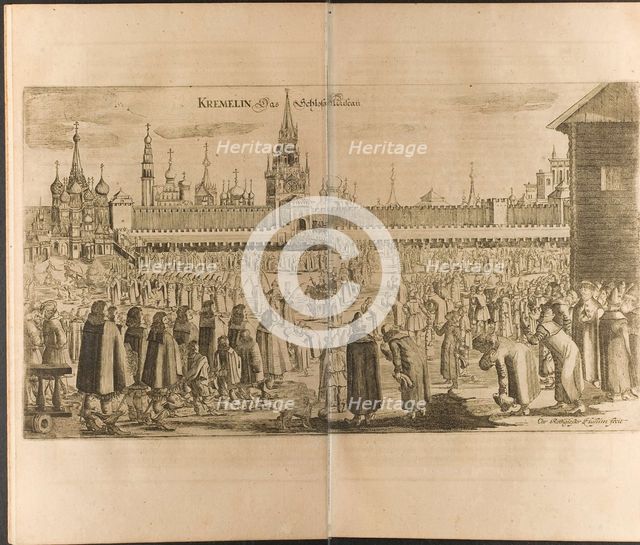The donkey walk in the Moscow Kremlin (Illustration from Travels to the Great Duke of Muscovy and t Artist: Rothgiesser, Christian Lorenzen (?-1659)