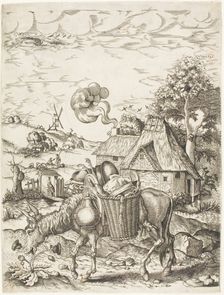 The Donkey Laden with Food, from Emblematic Figures of Animals, 1633. Creator: Adriaen van de Venne