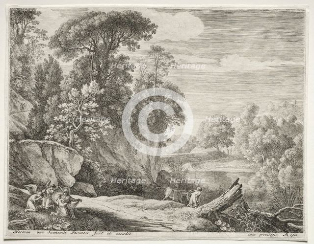 The Donkey Led to the River, c. 1652-1654. Creator: Herman van Swanevelt (Dutch, c. 1600-1655).