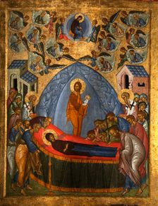 The Dormition of the Virgin, 15th century. Creator: Russian icon