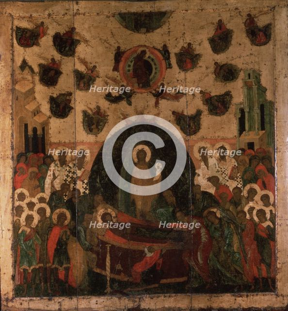The Dormition of the Virgin, ca 1479. Artist: Russian icon  