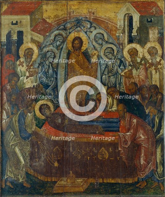 The Dormition of the Virgin, Early 15th cen.. Artist: Russian icon  
