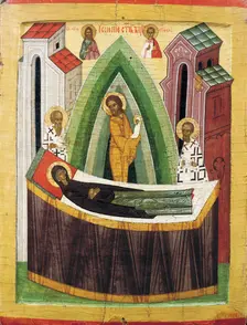The Dormition of the Virgin, early 15th century. Creator: Russian icon