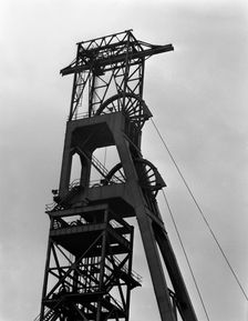The downcast headgear at Clipstone Colliery, Nottinghamshire, 1963. Creator: Michael Walters