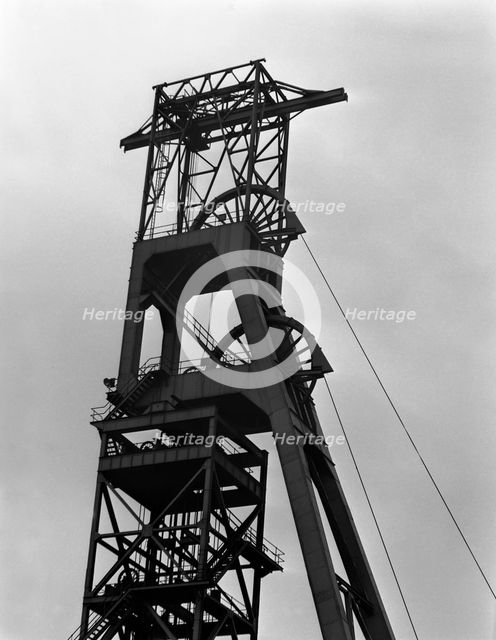 The downcast headgear at Clipstone Colliery, Nottinghamshire, 1963.  Creator: Michael Walters.