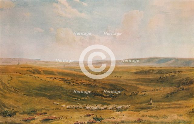 'The Downs near Lewes (Seaford Cliff in the distance)', c1887. Artist: Thomas Collier.
