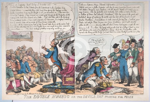 The Double Humbug or the Devils Imp Praying for Peace, January 1, 1814., January 1, 1814. Creator: Thomas Rowlandson.