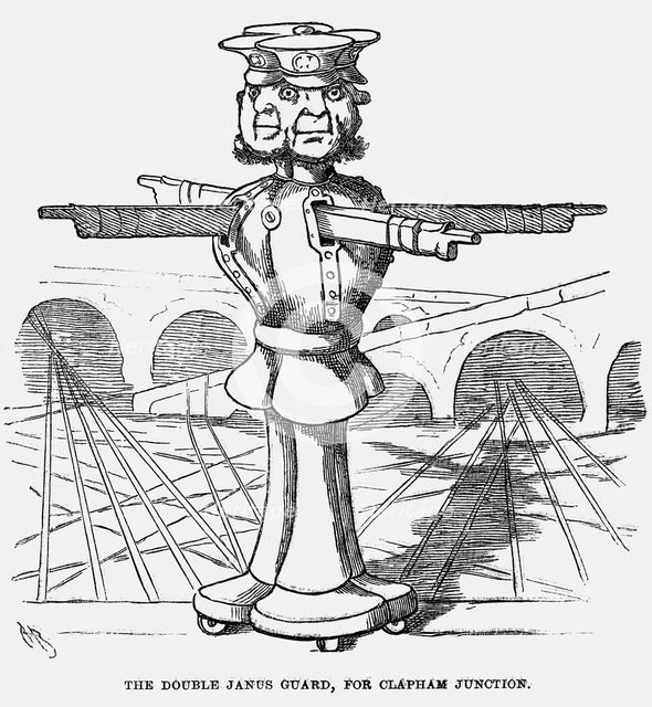 'The Double Janus Guard, for Clapham Junction', 1865. Creator: Charles Henry Bennett.